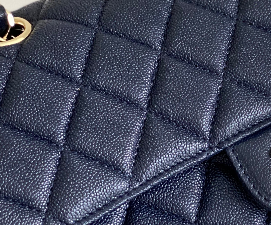 Chanel Classic Flap Bag Gold Hardware 26cm Dark Blue