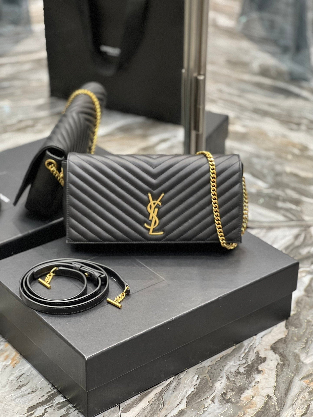 Saint Laurent Kata 99 Chain Bag With Gold Hardware 26cm