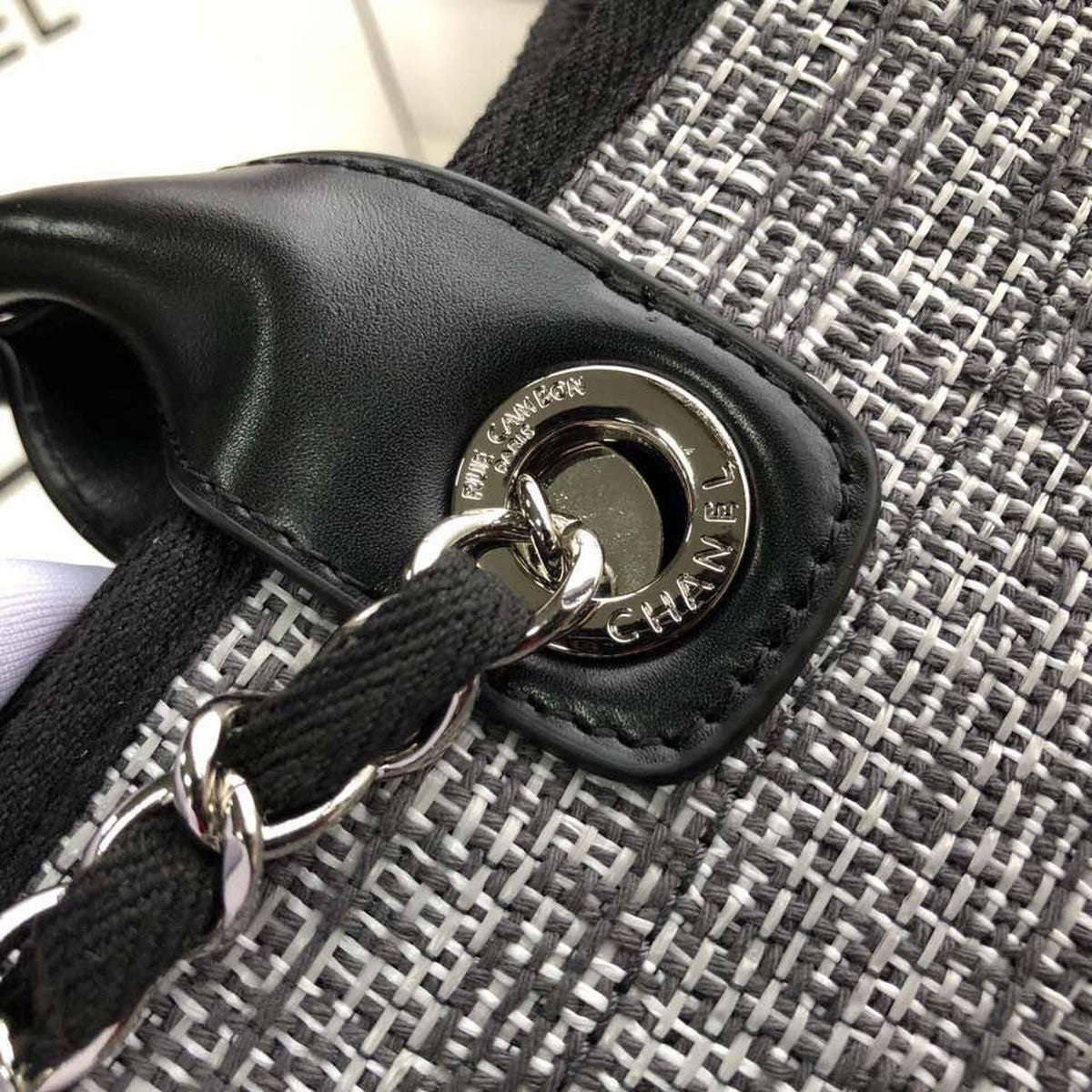 Chanel Deauville Tote 38cm Raffia Canvas Bag Fall/Winter Collection, Black/White