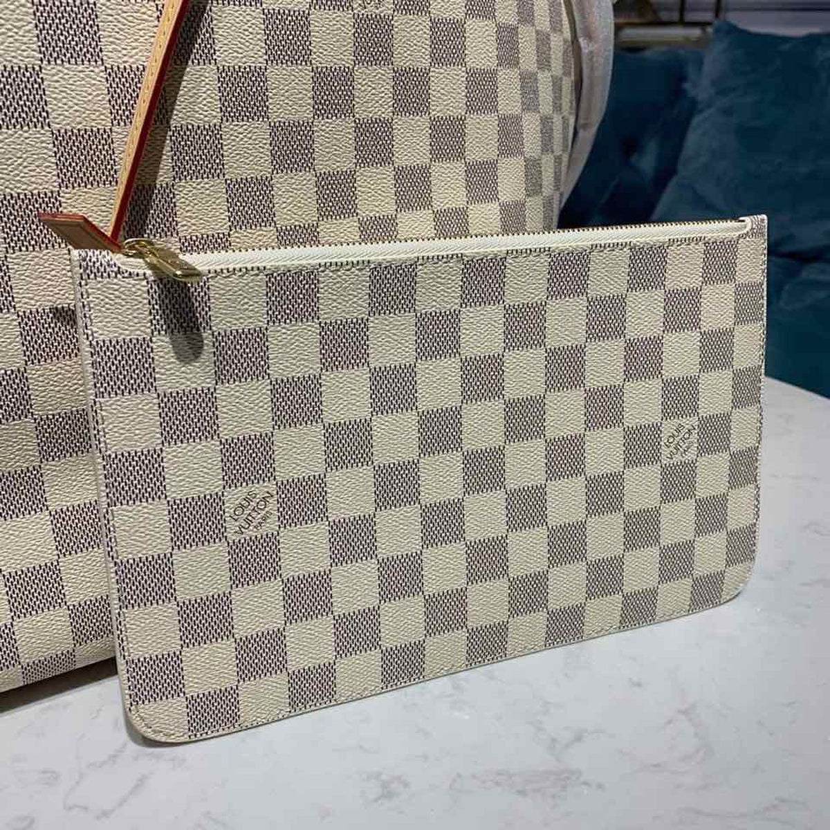 Louis Vuitton Neverfull GM Bag 40cm Damier Azur Canvas Fall/Winter Collection N41360, Beige