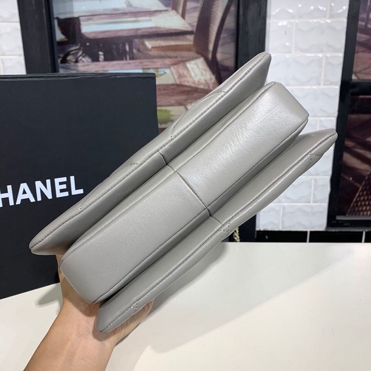Chanel Trendy CC Maxi Top Handle Bag 25cm Lambskin Leather Fall/Winter Act 1 Collection Grey