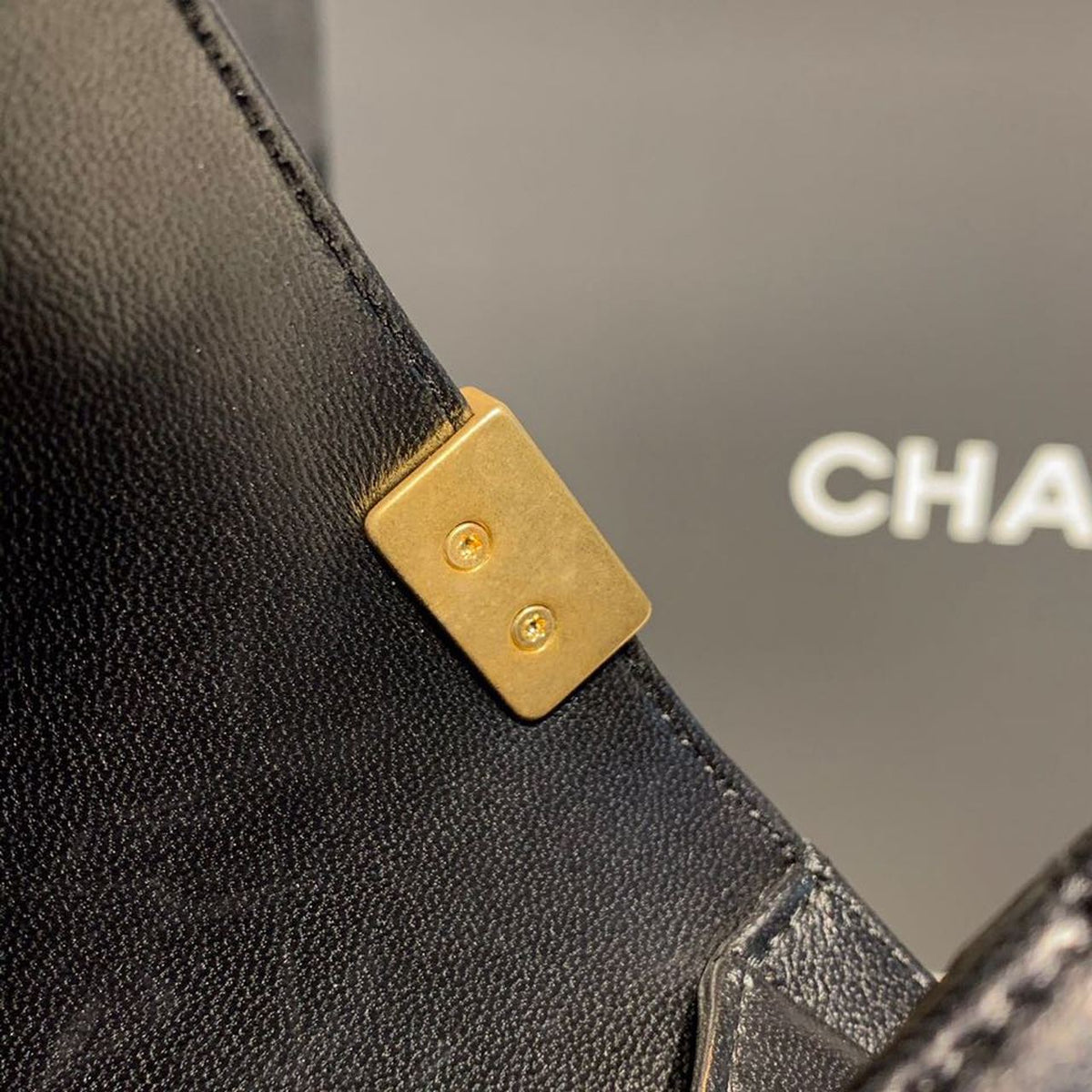 Chanel Quilted Boy Bag 25cm Lambskin Leather Antique Gold Hardware Fall/Winter Act 1 Collection Black