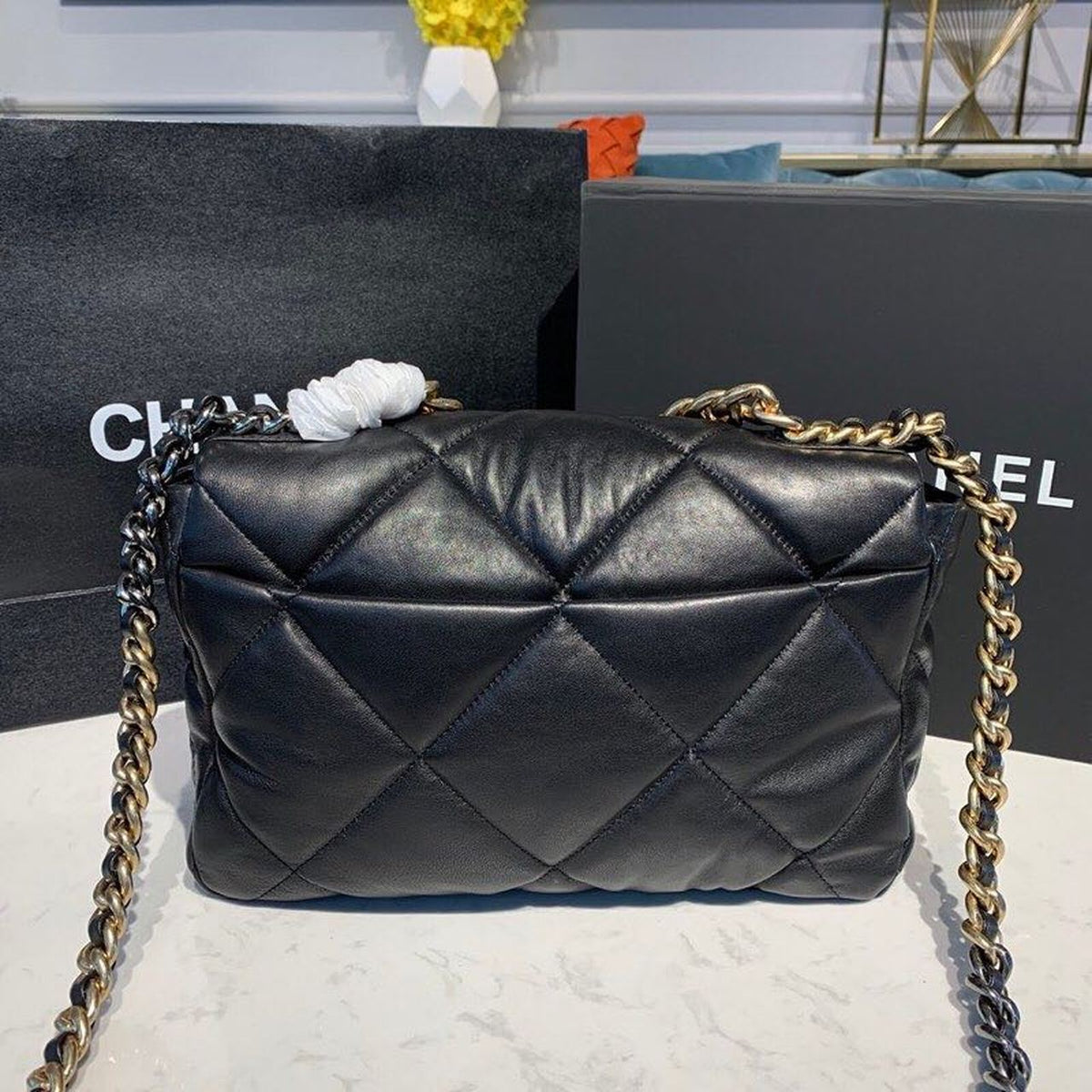 Chanel 19 Flap Bag 30cm Goatskin Leather Fall/Winter Act 1 Collection Black