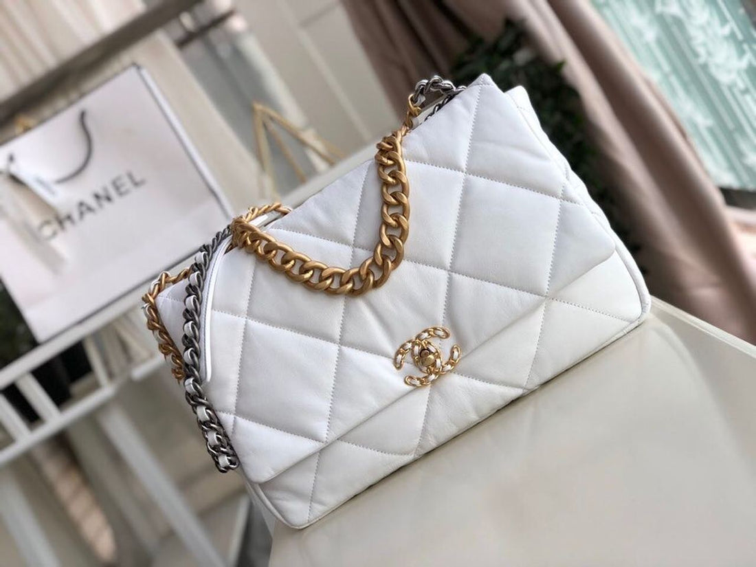 Chanel 19 Flap Bag Goatskin Leather Fall/Winter Act 1 Collection White