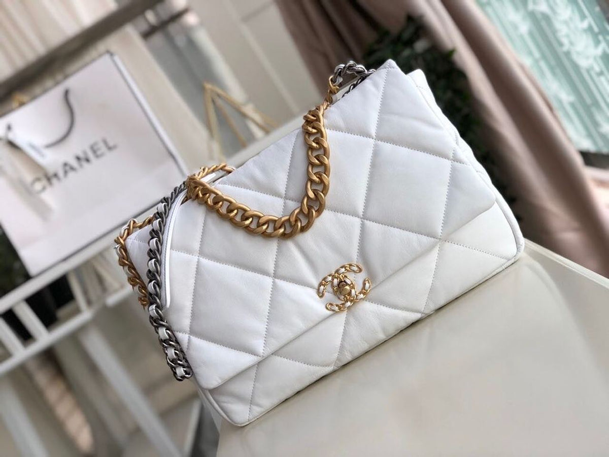 Chanel 19 Flap Bag Goatskin Leather Fall/Winter Act 1 Collection White
