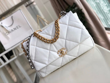 Chanel 19 Flap Bag Goatskin Leather Fall/Winter Act 1 Collection White