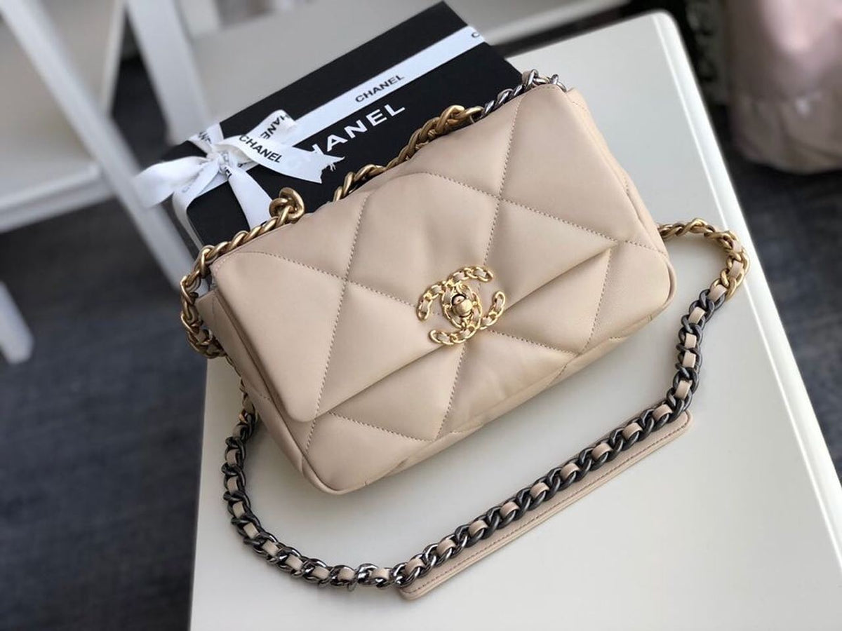 Chanel 19 Flap Bag 26cm Goatskin Leather Fall/Winter Act 1 Collection, Beige