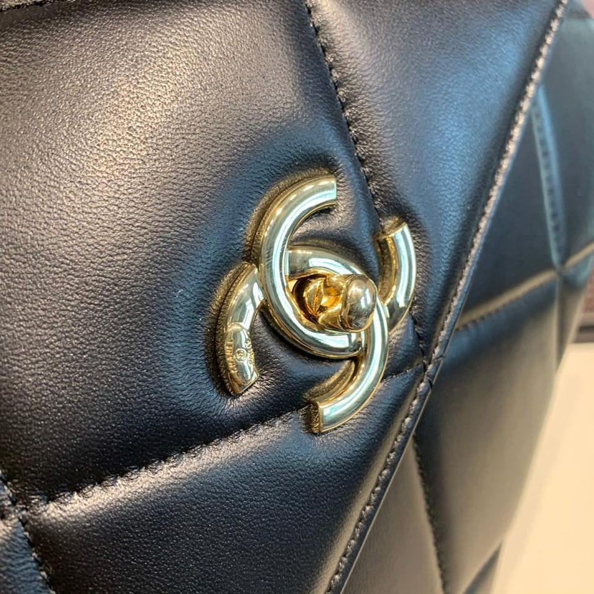 Chanel Trendy CC Quilted Bag 30cm Lambskin Leather Gold Hardware Spring/Summer Act 1 Collection, Black