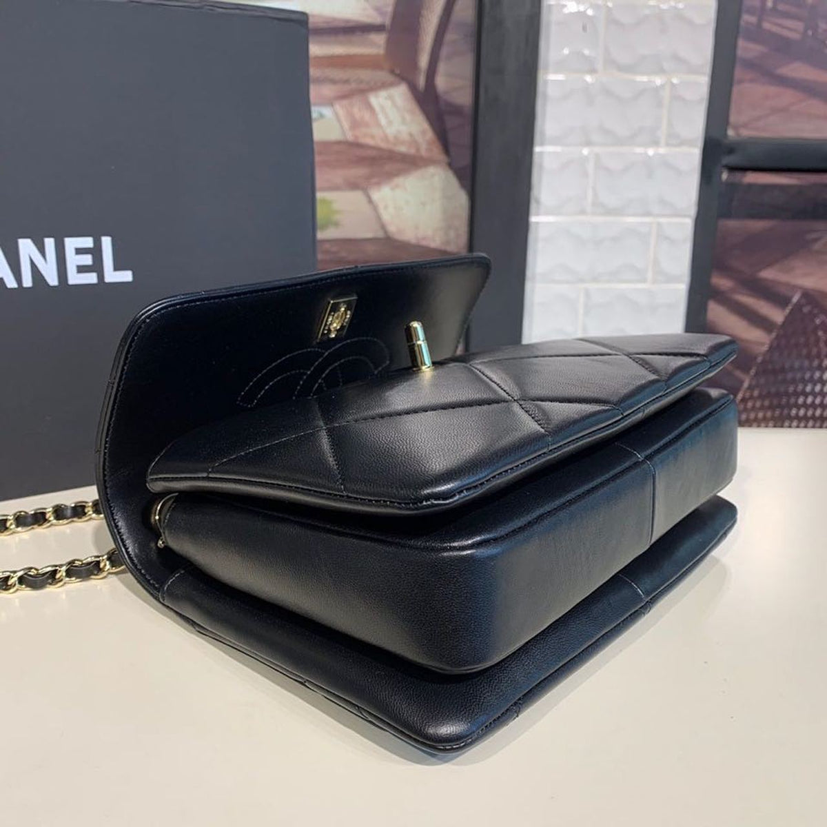 Chanel Trendy CC Quilted Bag 30cm Lambskin Leather Gold Hardware Spring/Summer Act 1 Collection, Black