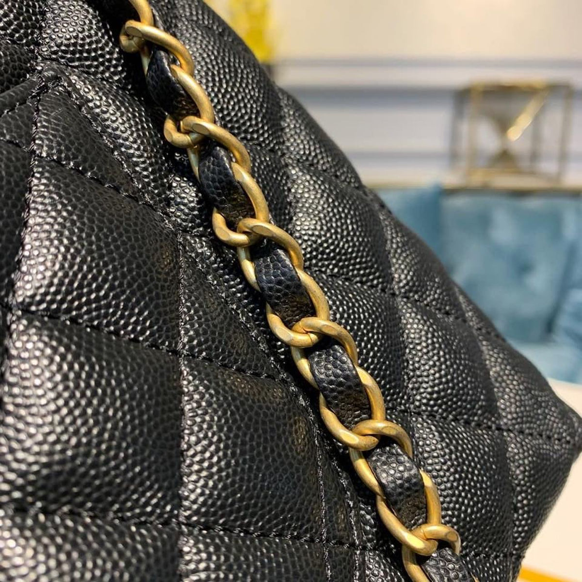 Chanel Coco Handle Quilted Lizard Handle Bag 30cm Caviar Leather Gold Hardware Spring/Summer Act 1 Collection, Black