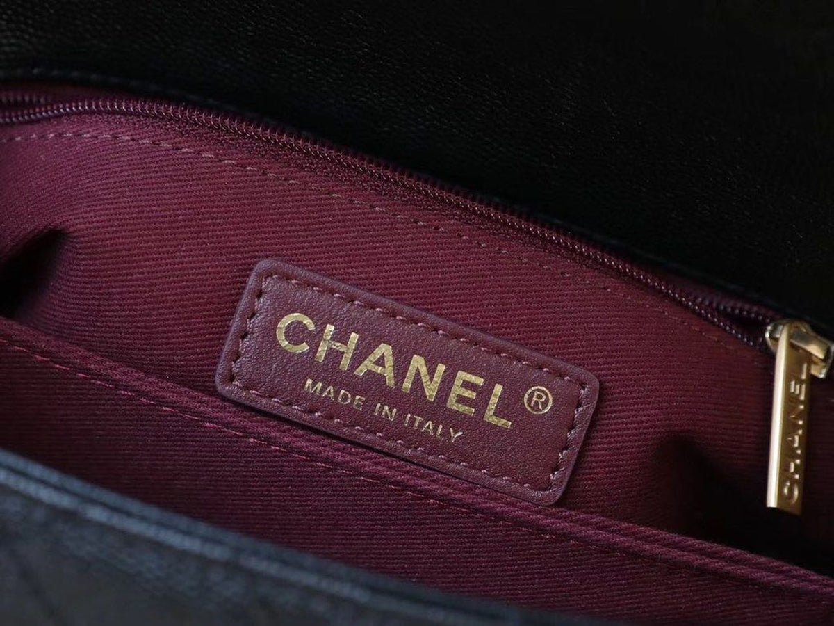 Chanel Coco Handle Quilted Lizard Handle Bag 24cm Caviar Leather Gold Hardware Spring/Summer Act 1 Collection, Black/Red