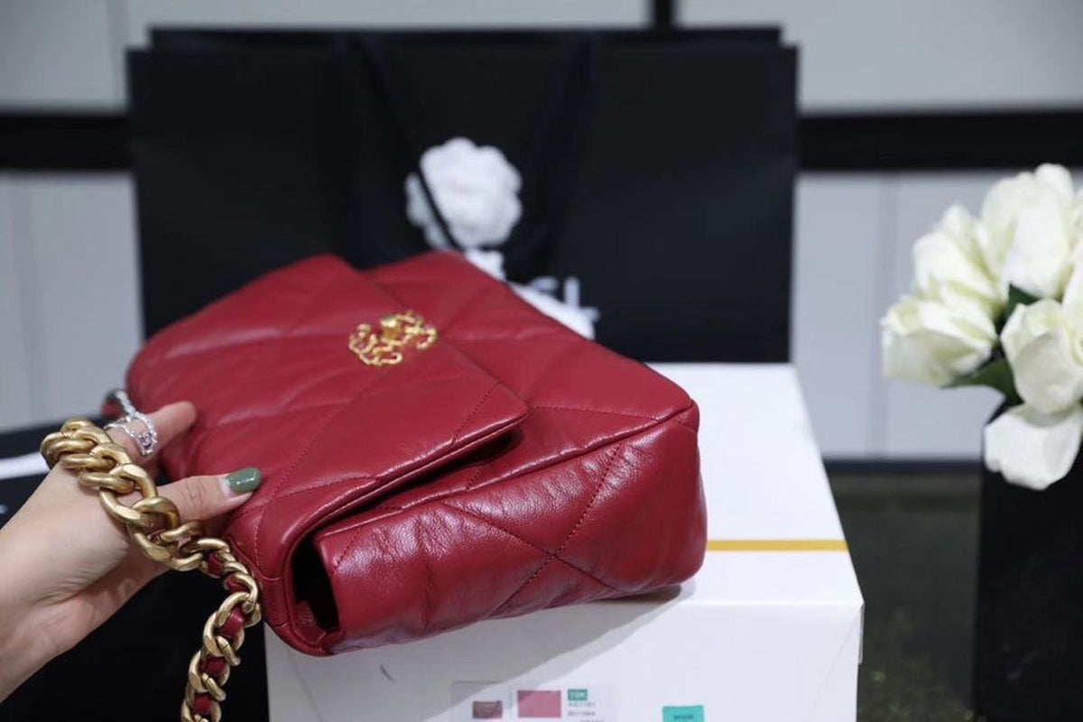 Chanel 19 Flap Bag 26cm Goatskin Leather Spring/Summer Act 1 Collection, Burgundy