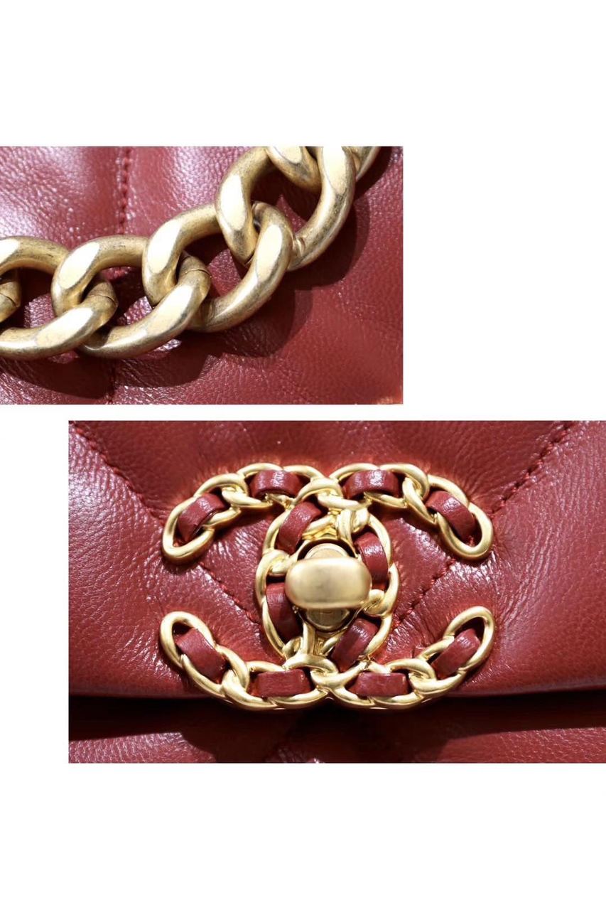 Chanel 19 Flap Bag 26cm Goatskin Leather Spring/Summer Act 1 Collection, Burgundy