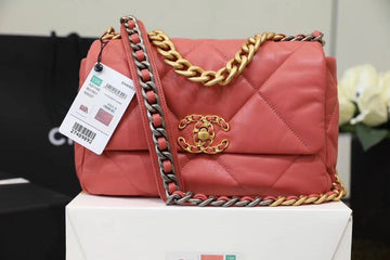 Chanel 19 Flap Bag 26cm Goatskin Leather Spring/Summer Act 1 Collection, Rose Pink