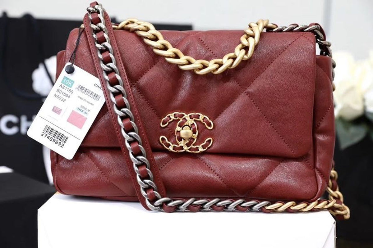 Chanel 19 Flap Bag 26cm Goatskin Leather Spring/Summer Act 1 Collection, Bordeaux