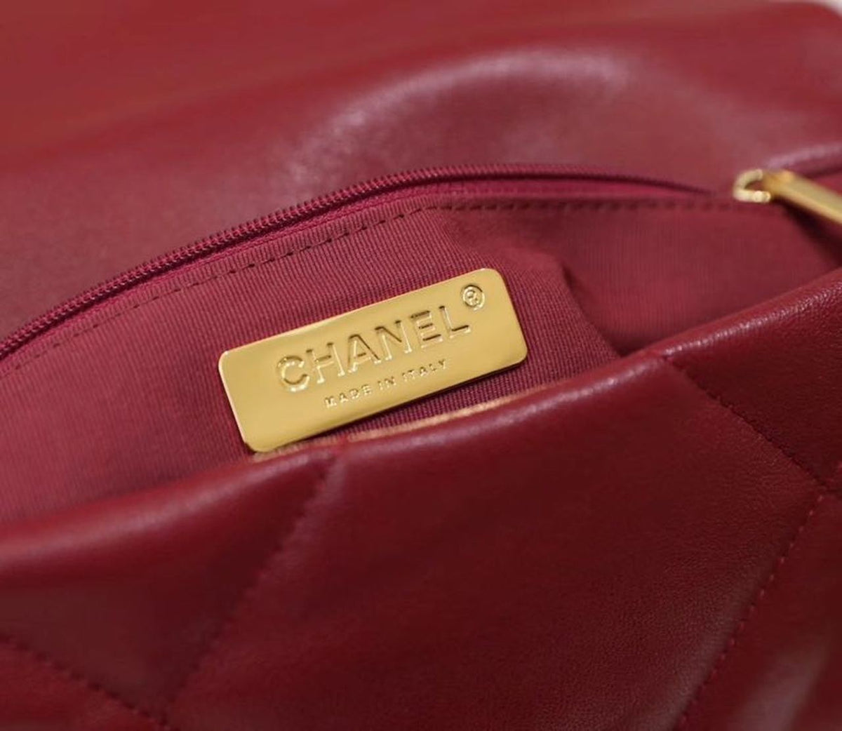 Chanel 19 Flap Bag 26cm Goatskin Leather Spring/Summer Act 1 Collection, Bordeaux