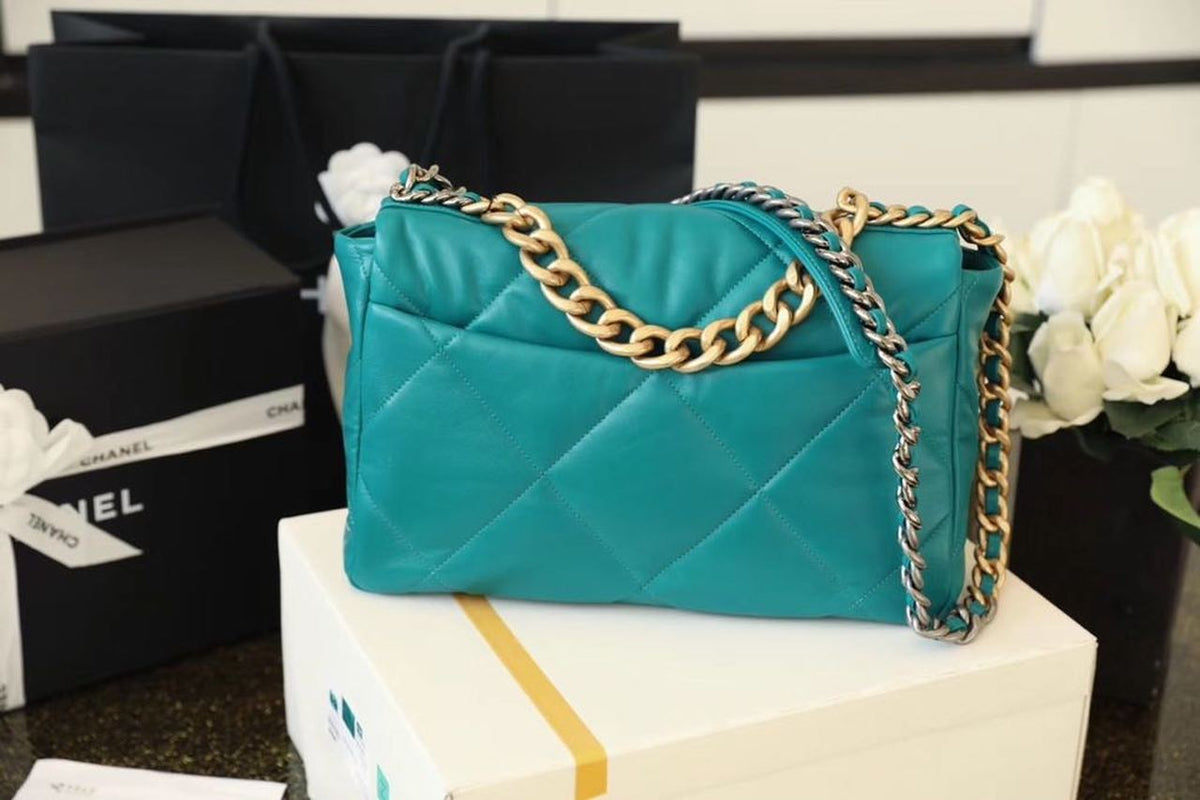 Chanel 19 Flap Bag 26cm Goatskin Leather Spring/Summer Act 1 Collection, Teal