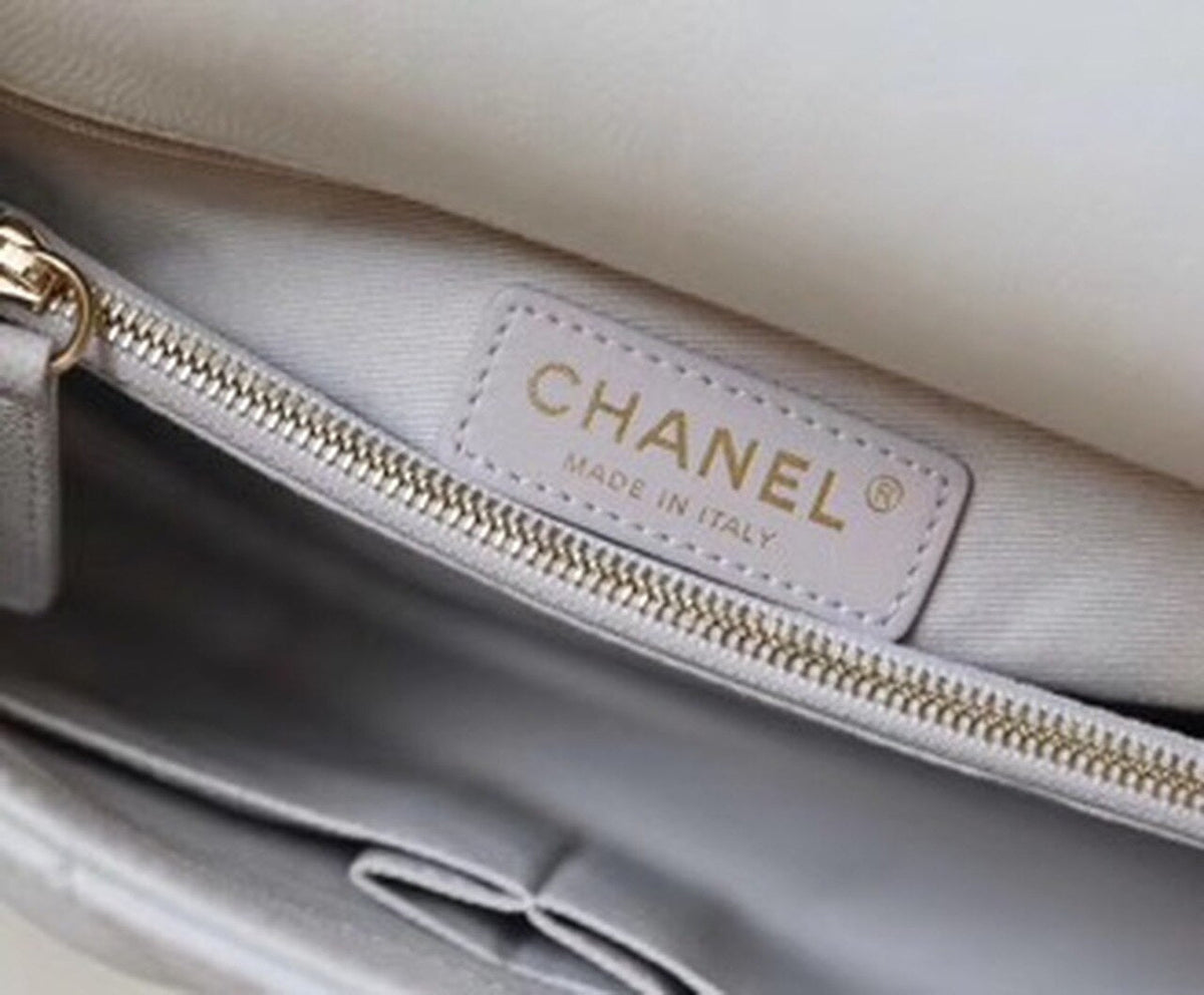 Chanel Coco Handle Quilted Handle Bag 30cm Caviar Leather Gold Hardware Spring/Summer Act 1 Collection White
