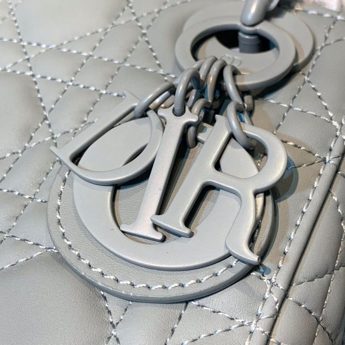 Christian Dior Mini Lady Dior Bag 18cm with Chain Matte Hardware Lambskin Leather Spring/Summer Collection, Pewter Blue