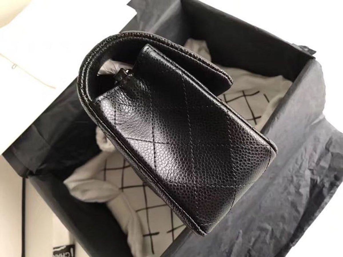 Chanel Classic Flap Bag 20cm Silver Hardware Caviar Leather Spring/Summer Collection Black