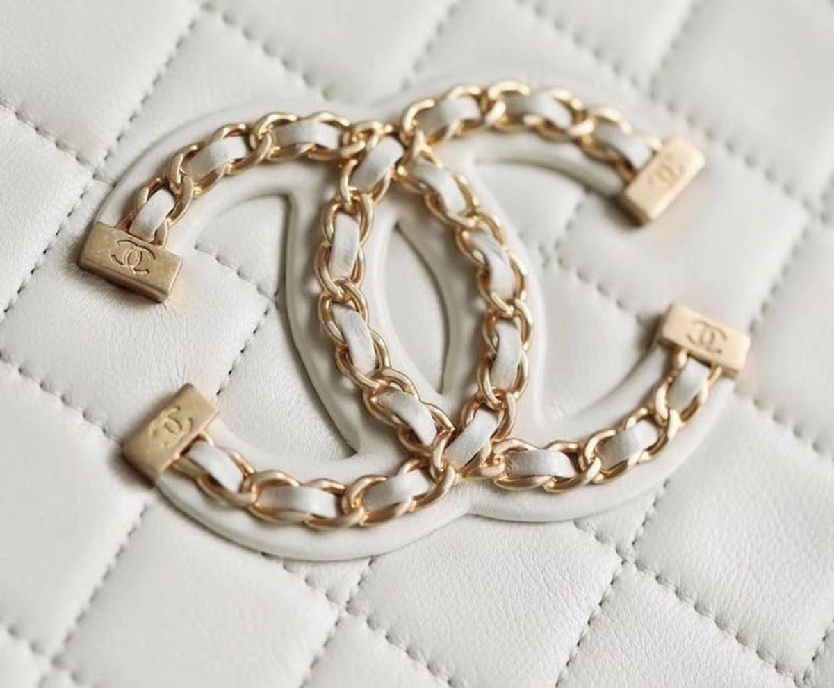 Chanel Chain Around CC Filigree Vanity Bag 18cm Caviar Leather Gold Hardware Spring/Summer Collection White