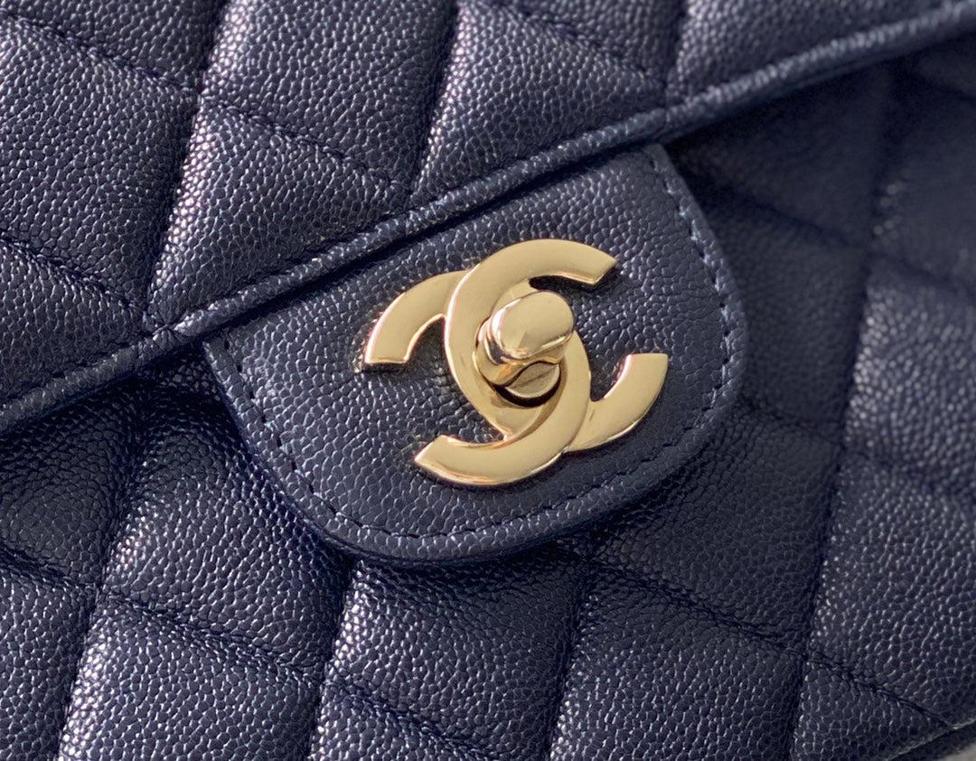 Chanel Classic Flap Bag Gold Hardware 26cm Dark Blue