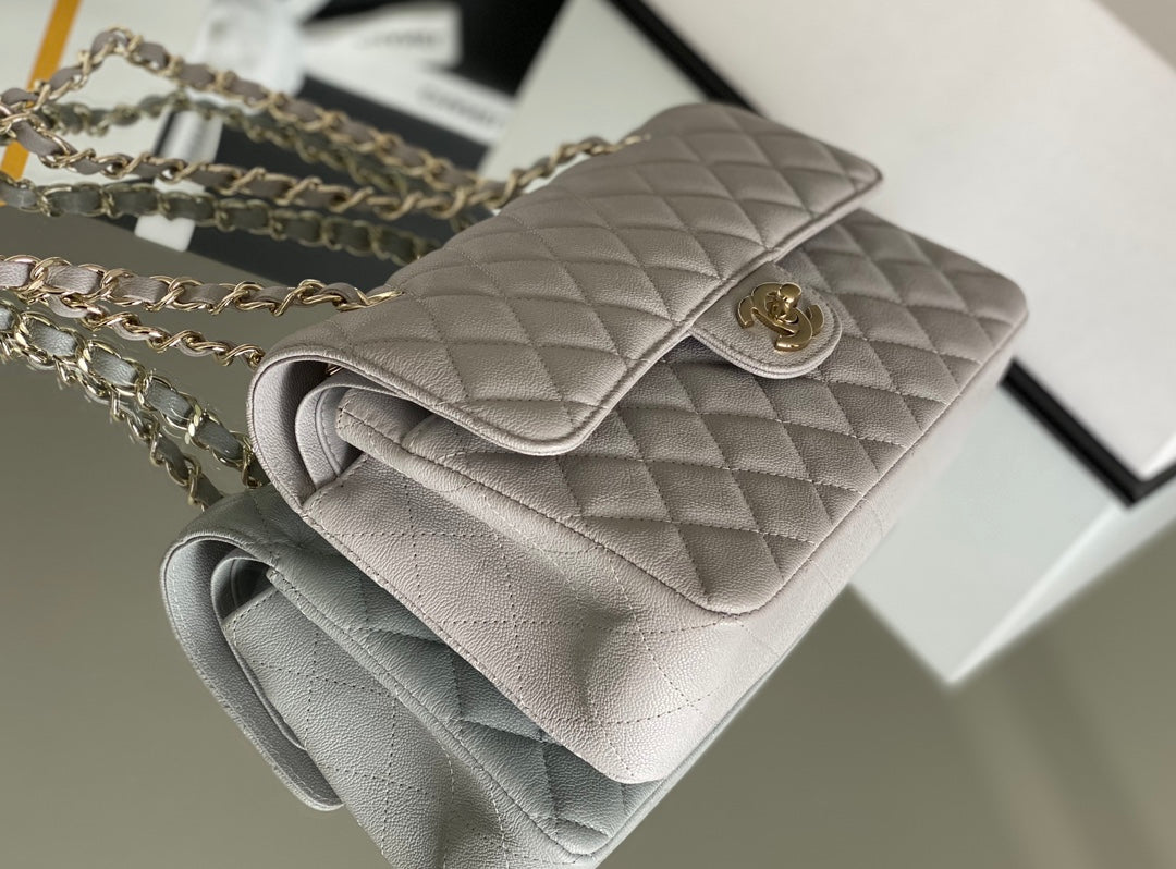 Chanel Classic Flap Bag Gold Hardware 26cm Grey