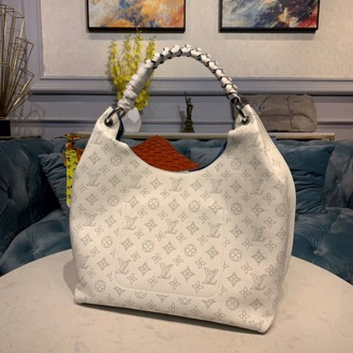 Louis Vuitton Carmel Mahina Bag 40cm Mahina Calf Leather Canvas Spring/Summer Collection M53188, White