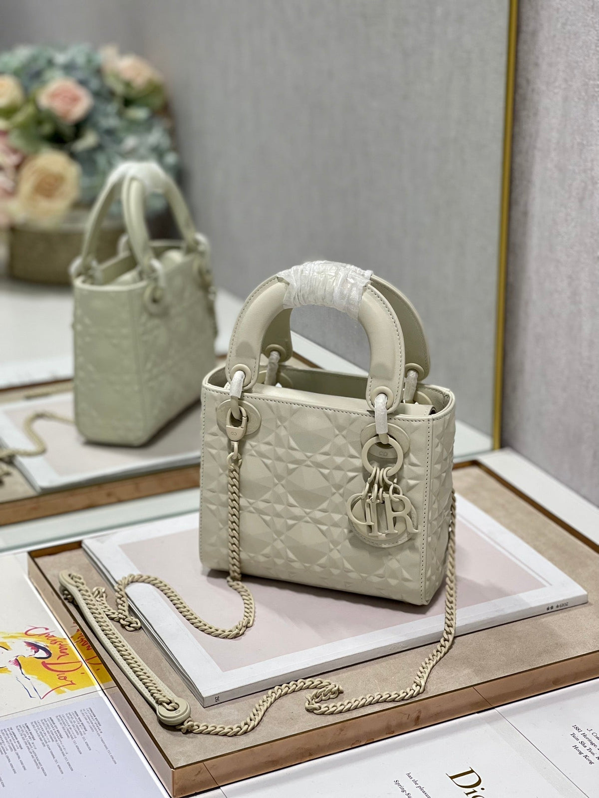 Christian Dior Lady Dior Bag 17cm Beige