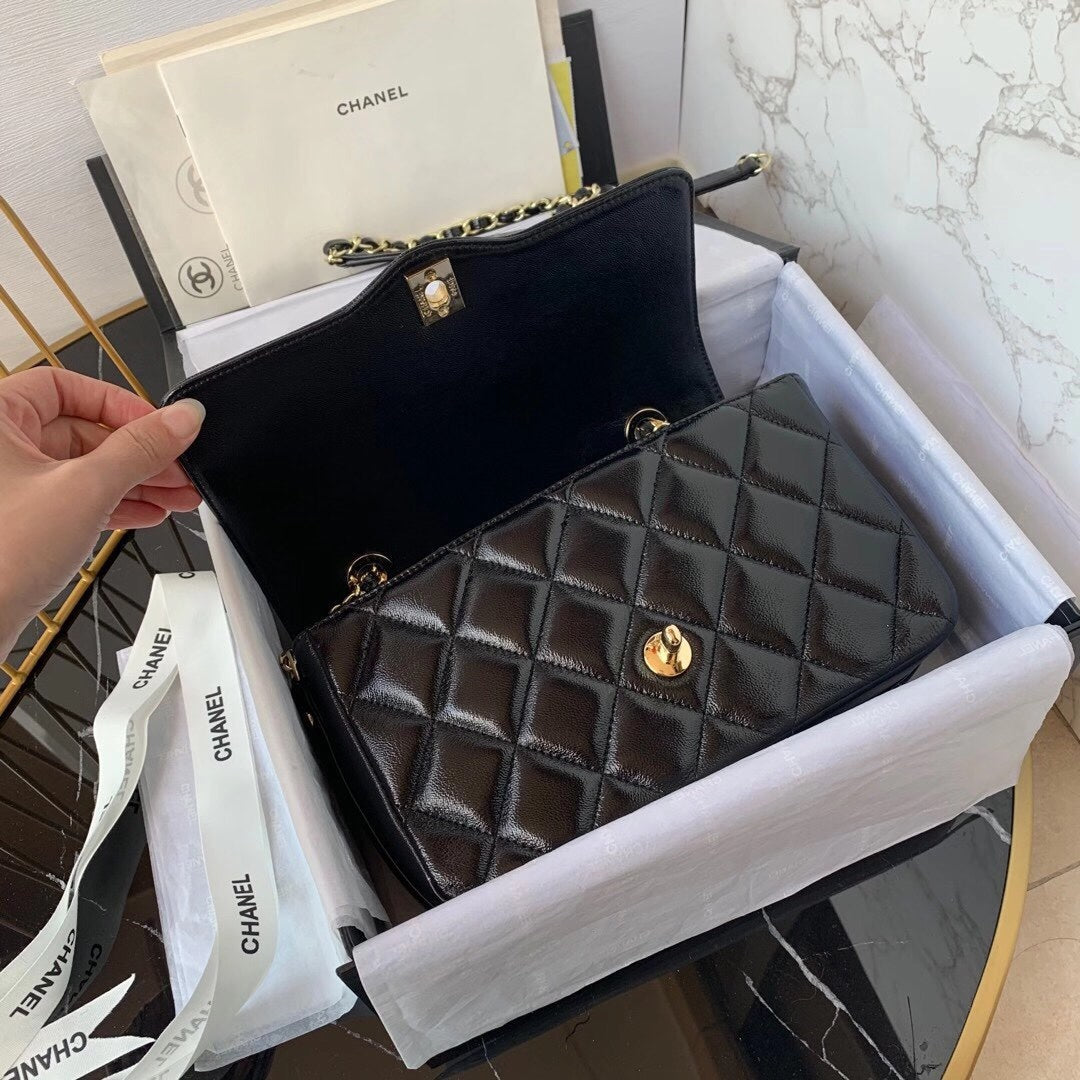 Chanel Classic Flap Bag Gold Hardware 23cm Black