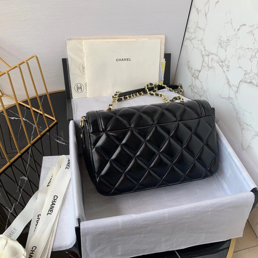 Chanel Classic Flap Bag Gold Hardware 23cm Black