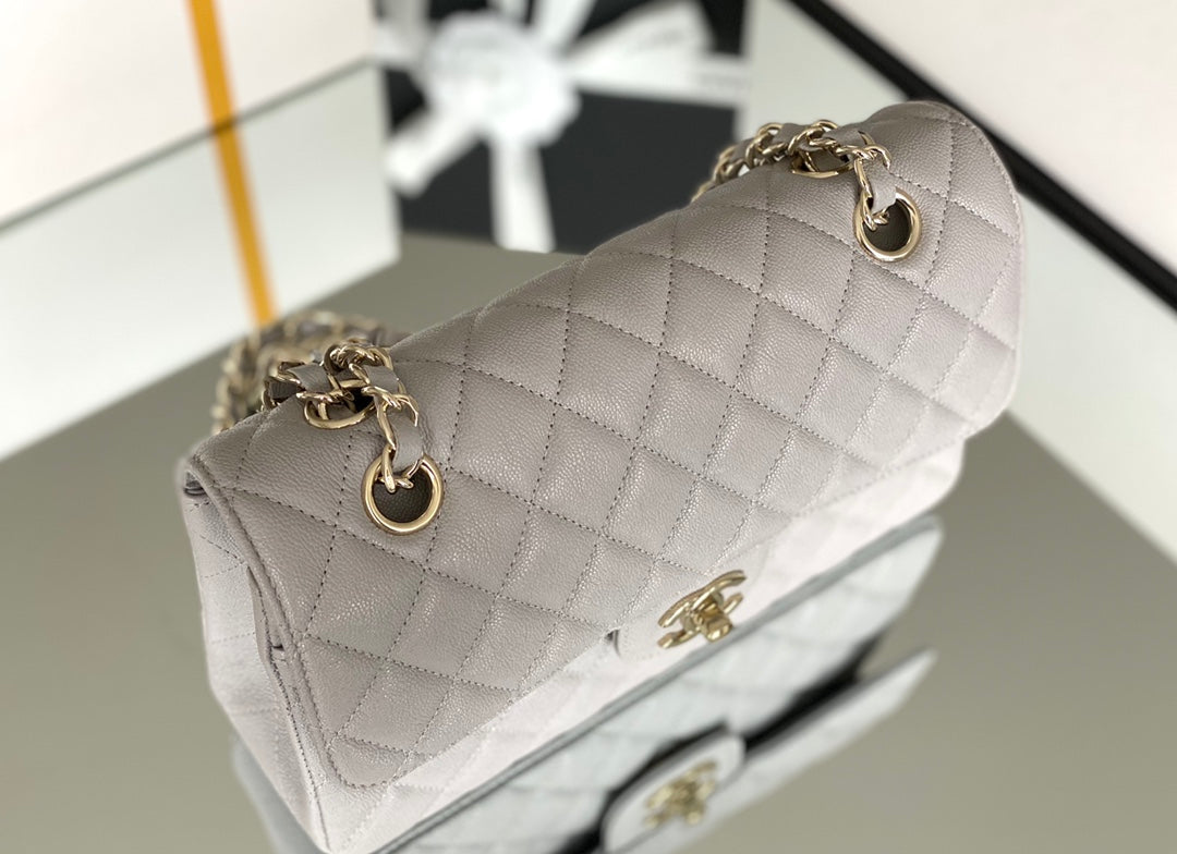 Chanel Classic Flap Bag Gold Hardware 26cm Grey