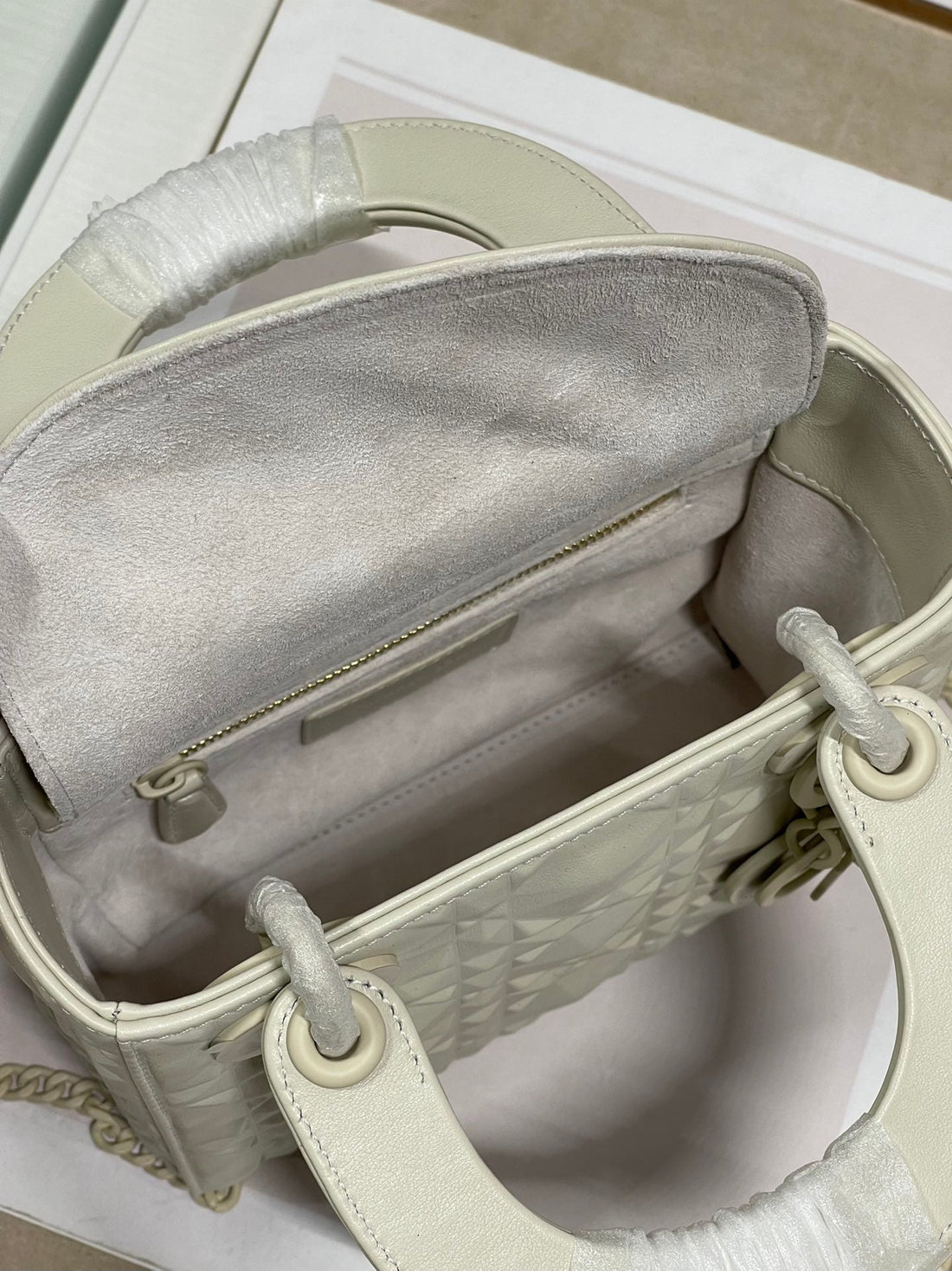 Christian Dior Lady Dior Bag 17cm Beige
