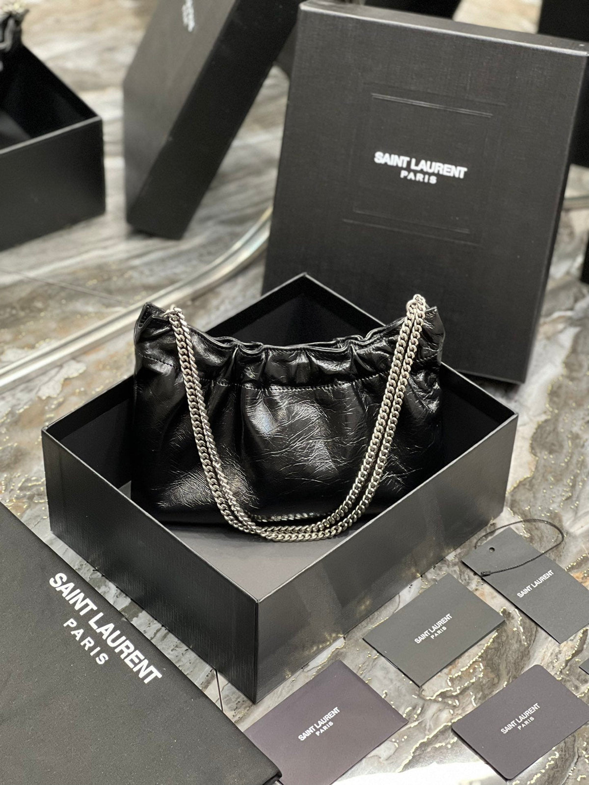Saint Laurent Paris Mini Bag With Silver Hardware 24cm