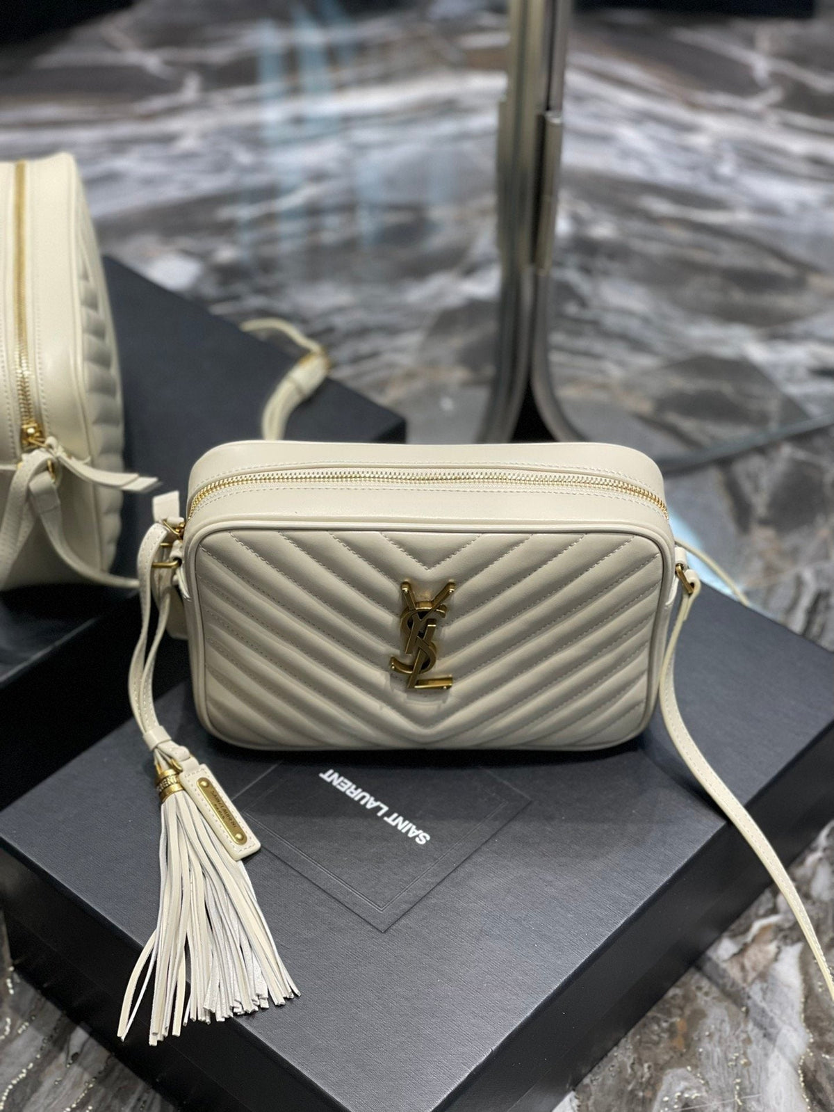 Saint Laurent Lou Camera Bag With Gold Hardware 23cm