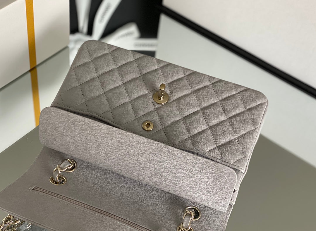 Chanel Classic Flap Bag Gold Hardware 26cm Grey