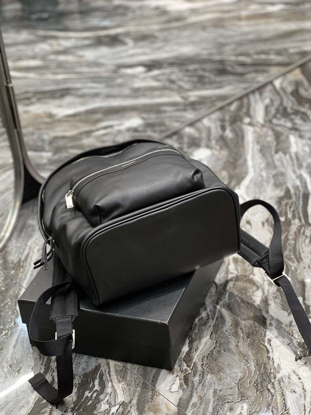 Saint Laurent City Backpack In Unisex 35cm Black