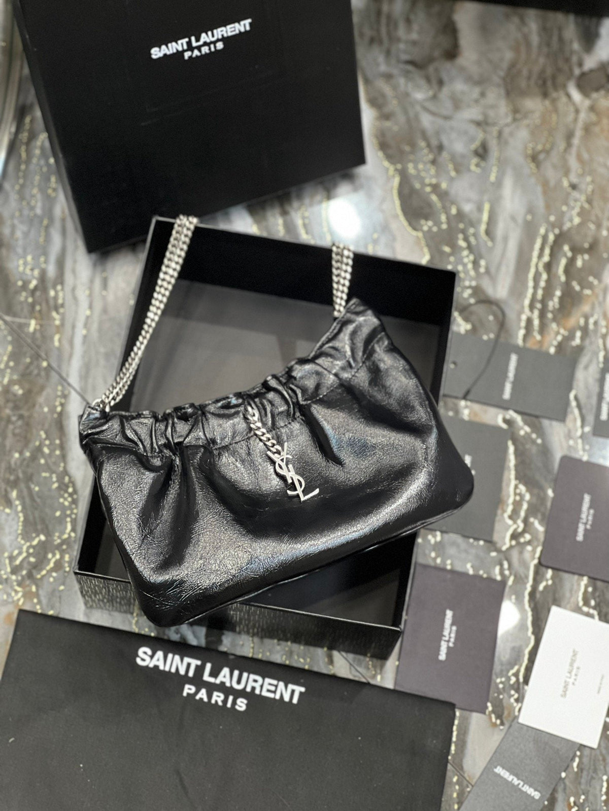 Saint Laurent Paris Mini Bag With Silver Hardware 24cm