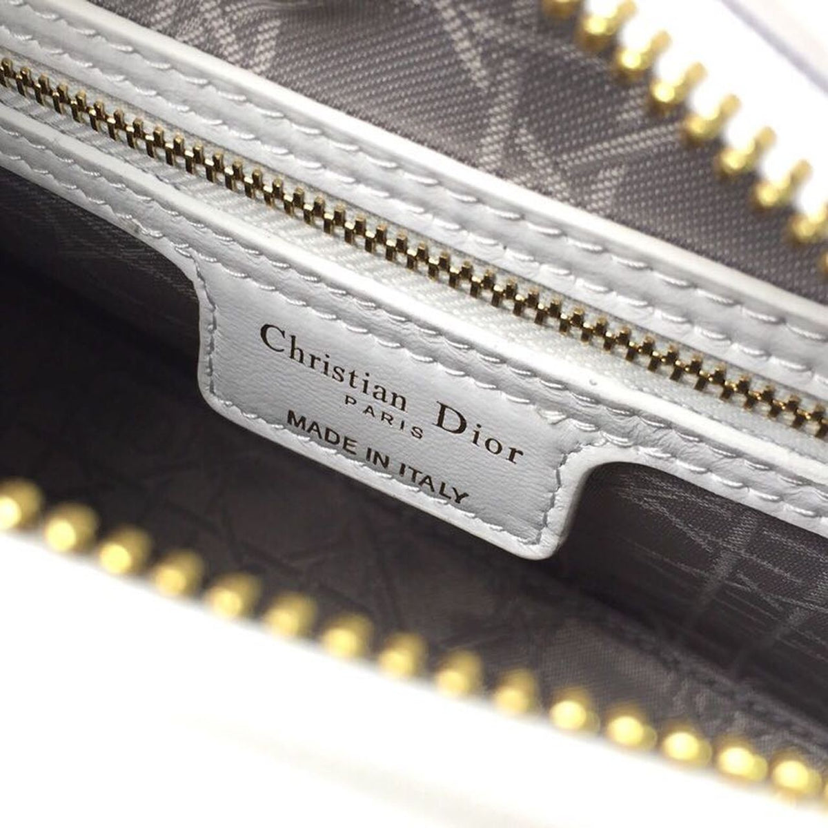 Christian Dior Lady Dior Bag 24cm Gold Hardware Lambskin Leather Spring/Summer Collection White