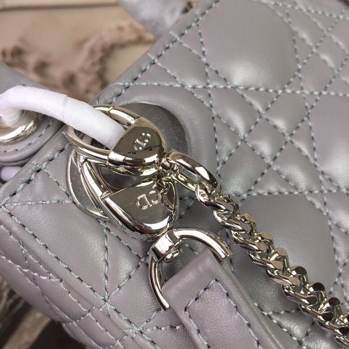 Christian Dior Mini Lady Dior Bag 18cm with Chain Silver Hardware Lambskin Leather Spring/Summer Collection, Grey