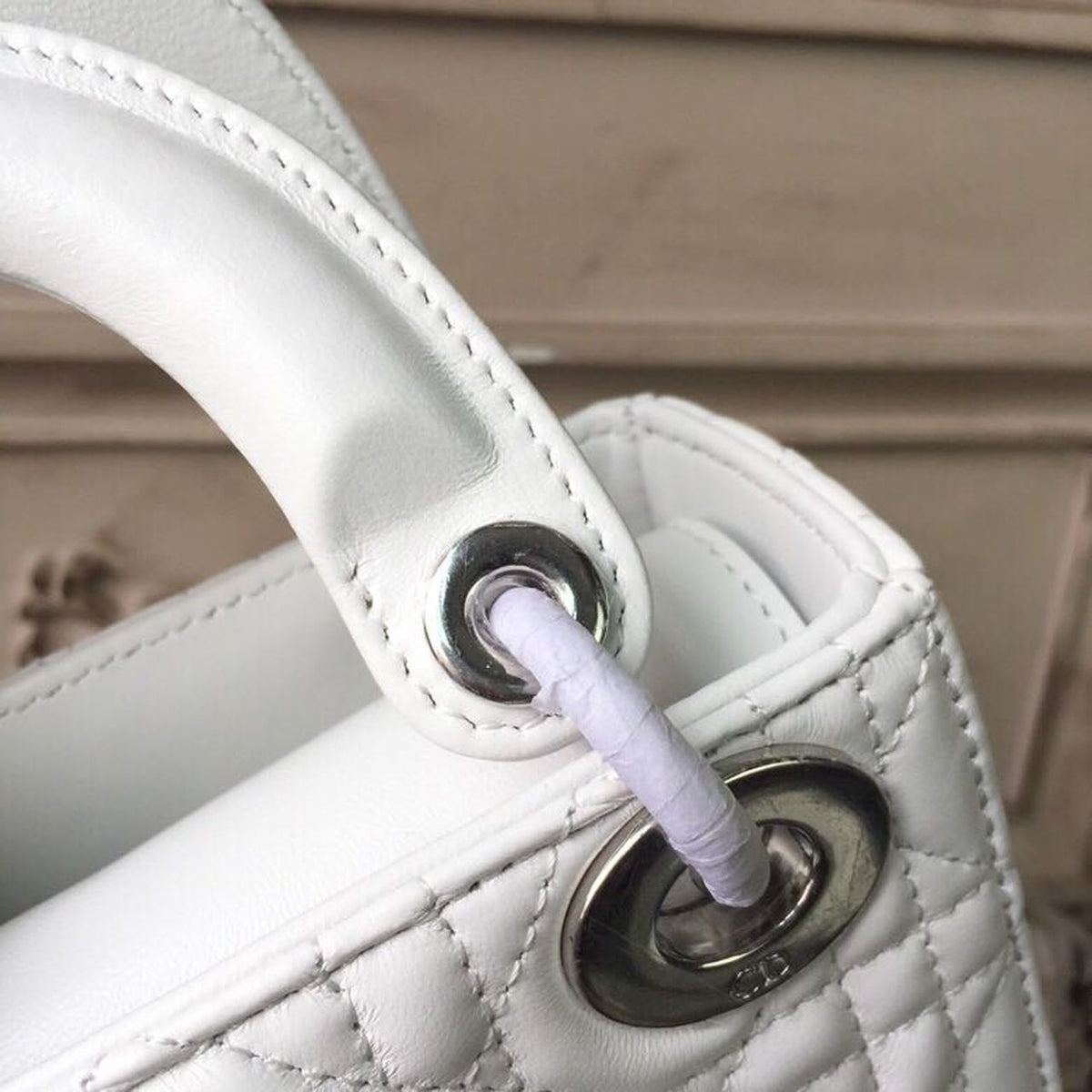Christian Dior Mini Lady Dior Bag 18cm with Chain Silver Hardware Lambskin Leather Spring/Summer Collection, White