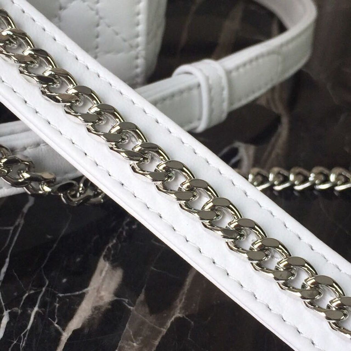 Christian Dior Mini Lady Dior Bag 18cm with Chain Silver Hardware Lambskin Leather Spring/Summer Collection, White