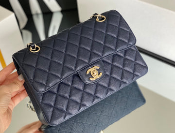 Chanel Classic Flap Bag Gold Hardware 26cm Dark Blue