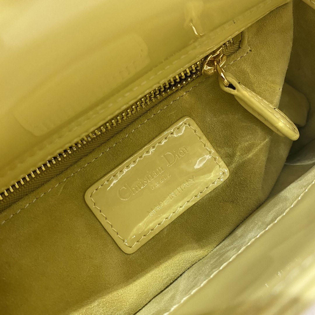 Christian Dior Lady Dior Bag Gold Hardware 17cm Yellow