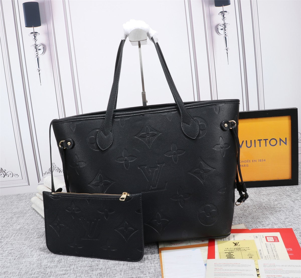 Louis Vuitton Neverfull Bag 32cm Monogram Empreinte Black