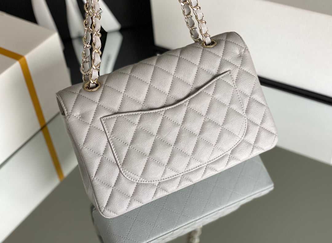 Chanel Classic Flap Bag Gold Hardware 26cm Grey