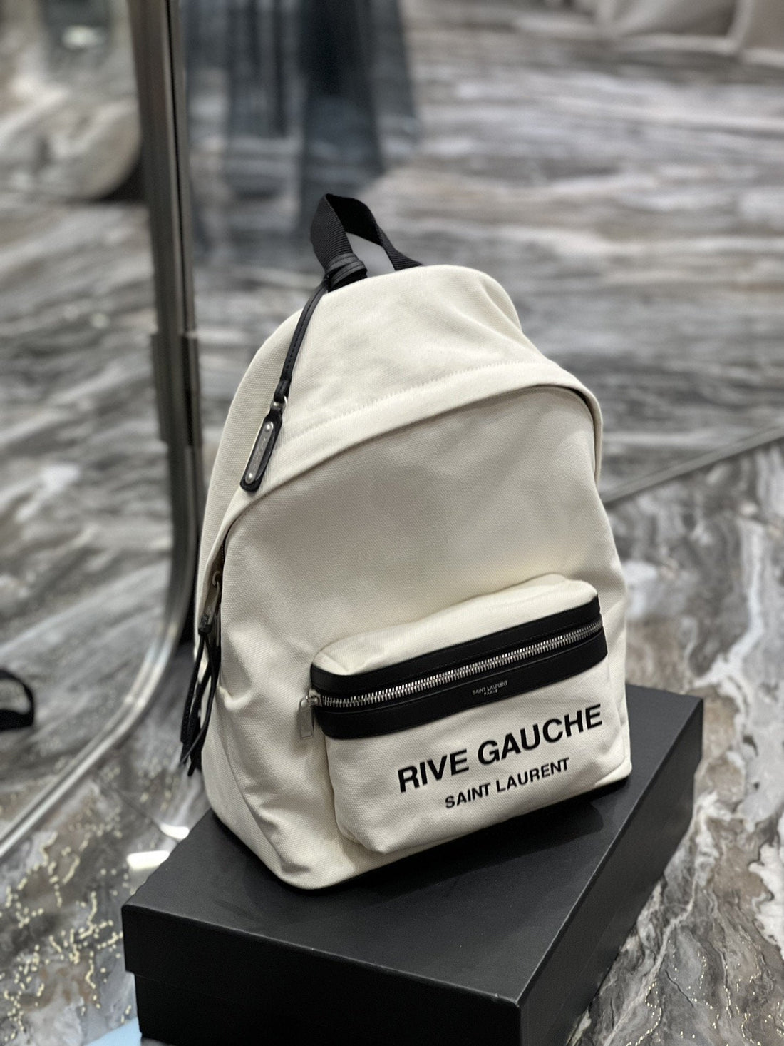 Saint Laurent City Backpack In Canvas Unisex 35cm White