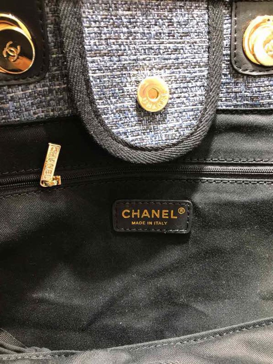 Chanel Deauville Tote 38cm Canvas Bag Spring/Summer Collection Black/Dark Denim