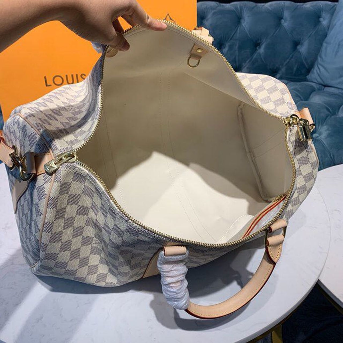 Louis Vuitton Keepall Bandoulire 55cm Damier Azur Canvas Spring/Summer Collection