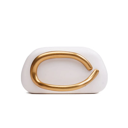 White Structured Clutch with Accent